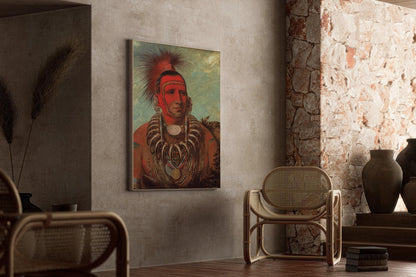 George Catlin Print: Little Wolf, Native American Portrait Art