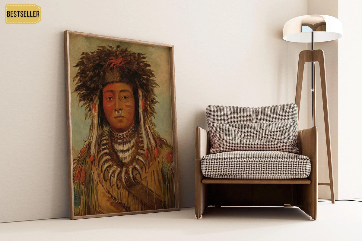 Ojibway Boy Chief Art Print: George Catlin Native American Portrait