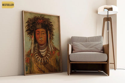 Ojibway Boy Chief Art Print: George Catlin Native American Portrait