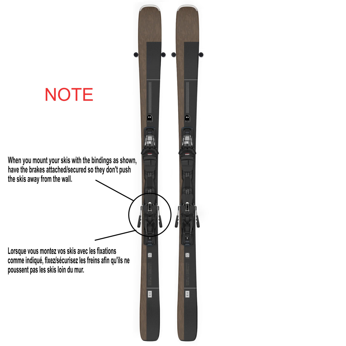 Supports Muraux pour Skis | Caoutchouc Qualité Militaire Minimaliste