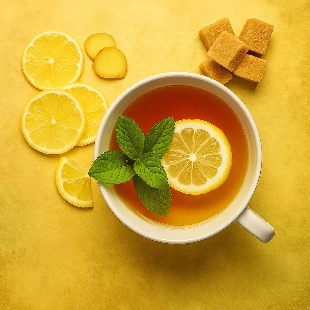 Glaçons de thé à la menthe poivrée, au citron et au gingembre