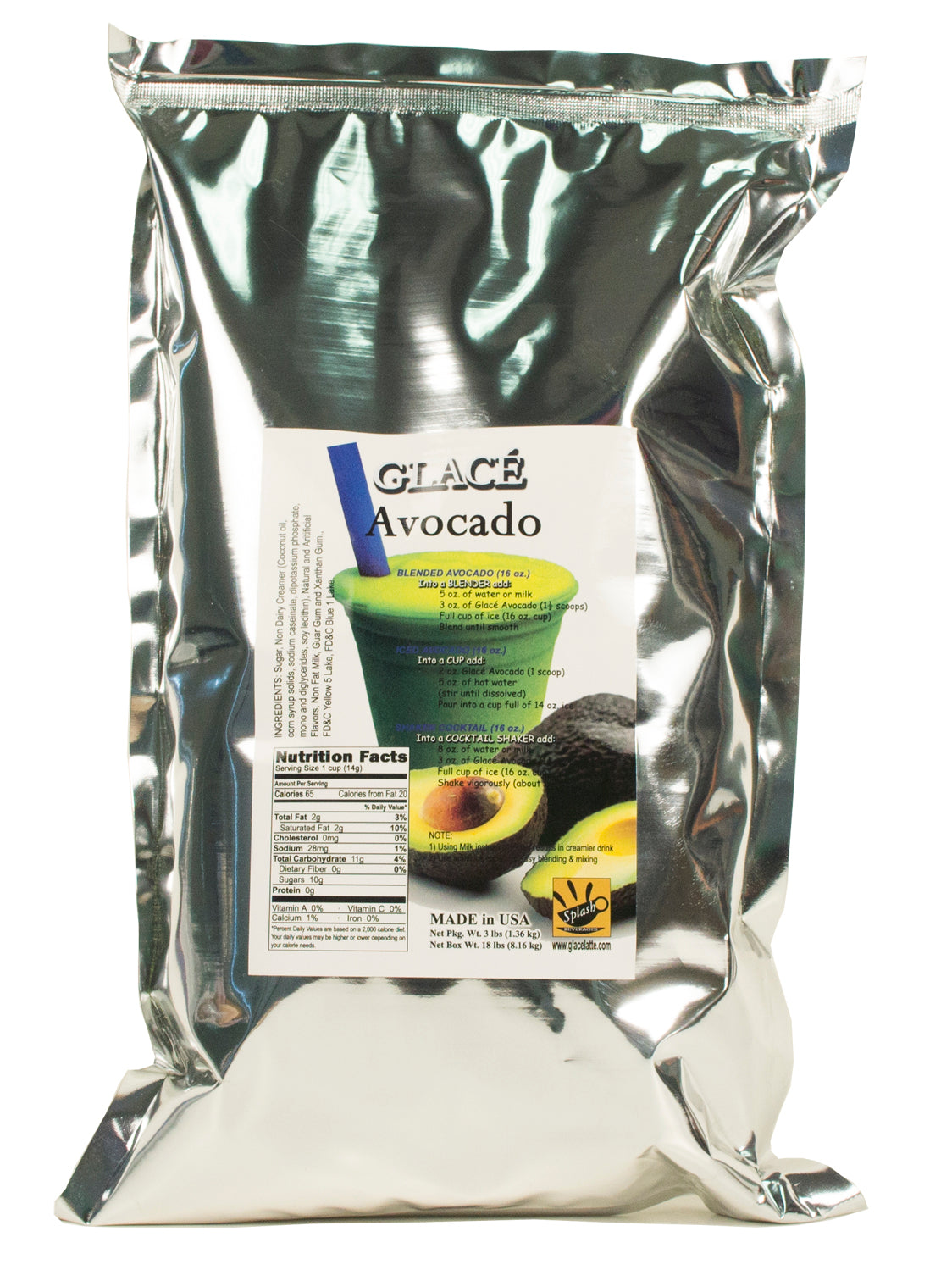 Avocado 4 in 1 Mix for Bubble Tea, Smoothies, Lattes and Frappes, 3 lbs. Bag (Case 6 x 3 lbs. Bags)  - Multi-Use Powdered Beverage Mix - Ships Free Within Canada on Orders Above CAD $199