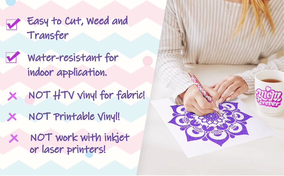 Vinyle adhésif à paillettes TeckWrap - Noir | Durable et facile à découper | Parfait pour les projets d'artisanat !