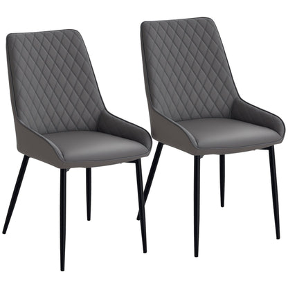 Chaises de salle à manger modernes Blake, lot de 2, avec capitonnage en losanges et pieds en acier - Gris