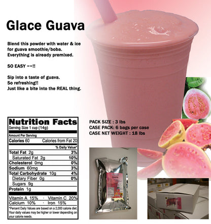 Guava 4 in 1 Mix for Bubble Tea, Smoothies, Lattes and Frappes, 3 lbs. Bag (Case 6 x 3 lbs. Bags)  - Multi-Use Powdered Beverage Mix - Ships Free Within Canada on Orders Above CAD $199