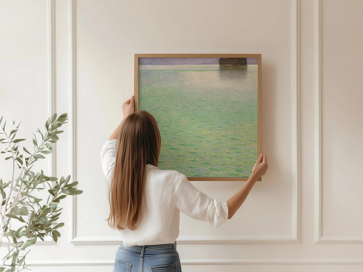 Gustav Klimt Island Attersee Print: Tranquil Green Lake Scene