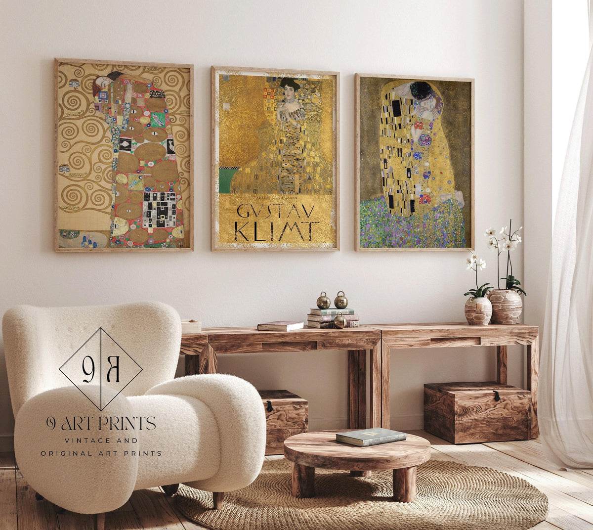 Gustav Klimt Art Print Set: The Kiss, Adele Bloch-Bauer, The Embrace