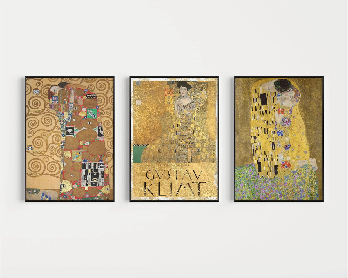 Gustav Klimt Art Print Set: The Kiss, Adele Bloch-Bauer, The Embrace