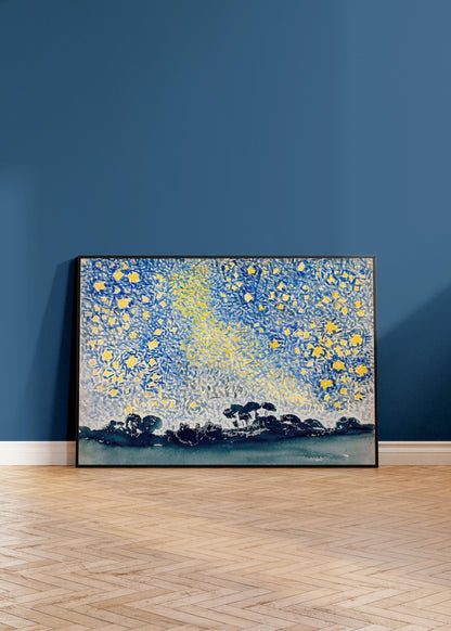 Henri-Edmond Cross - Paysage au ciel étoilé | Art impressionniste célèbre (disponible encadré à la main ou non encadré)