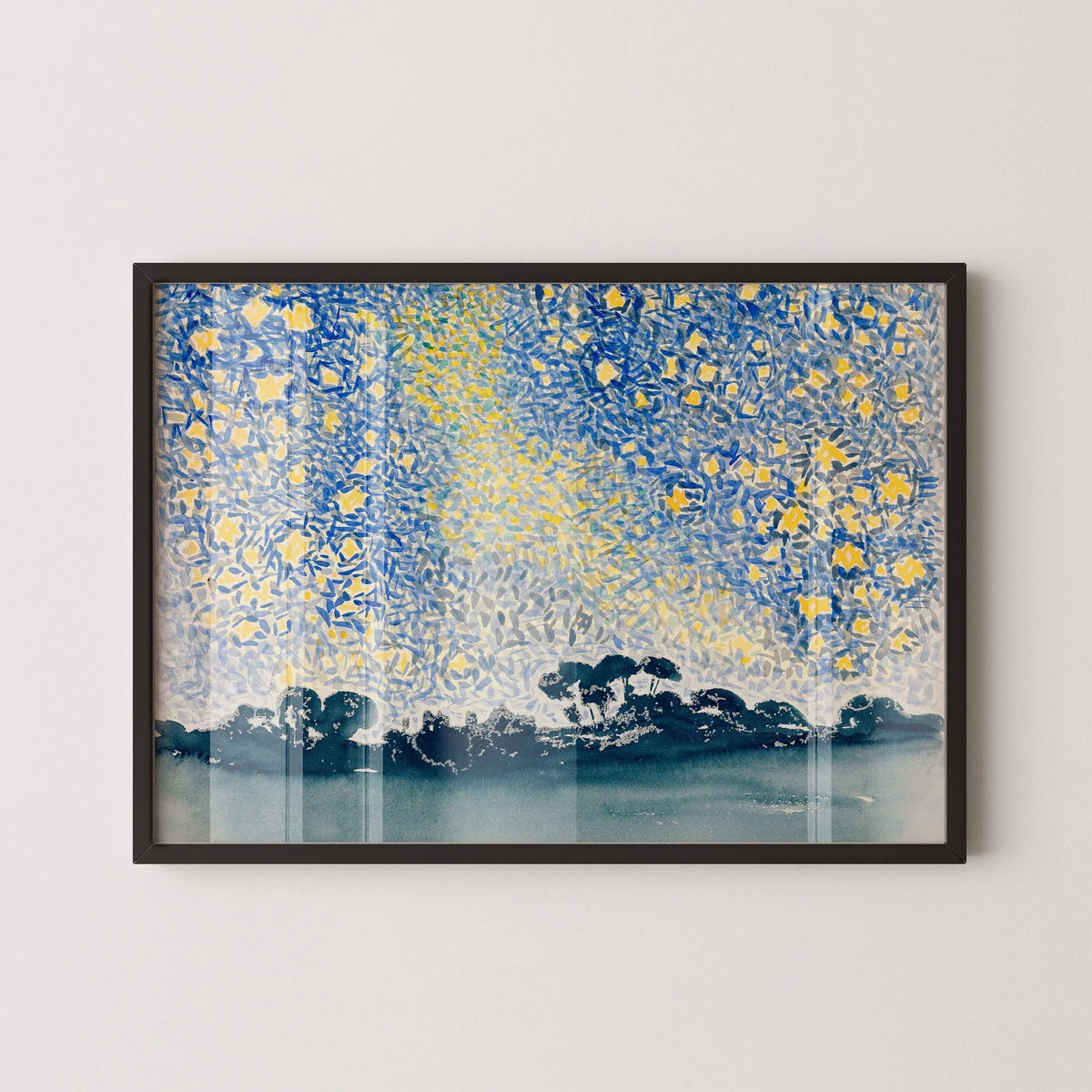 Henri-Edmond Cross - Paysage au ciel étoilé | Art impressionniste célèbre (disponible encadré à la main ou non encadré)