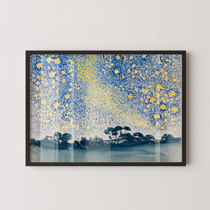 Henri-Edmond Cross - Paysage au ciel étoilé | Art impressionniste célèbre (disponible encadré à la main ou non encadré)