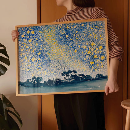 Henri-Edmond Cross - Paysage au ciel étoilé | Art impressionniste célèbre (disponible encadré à la main ou non encadré)