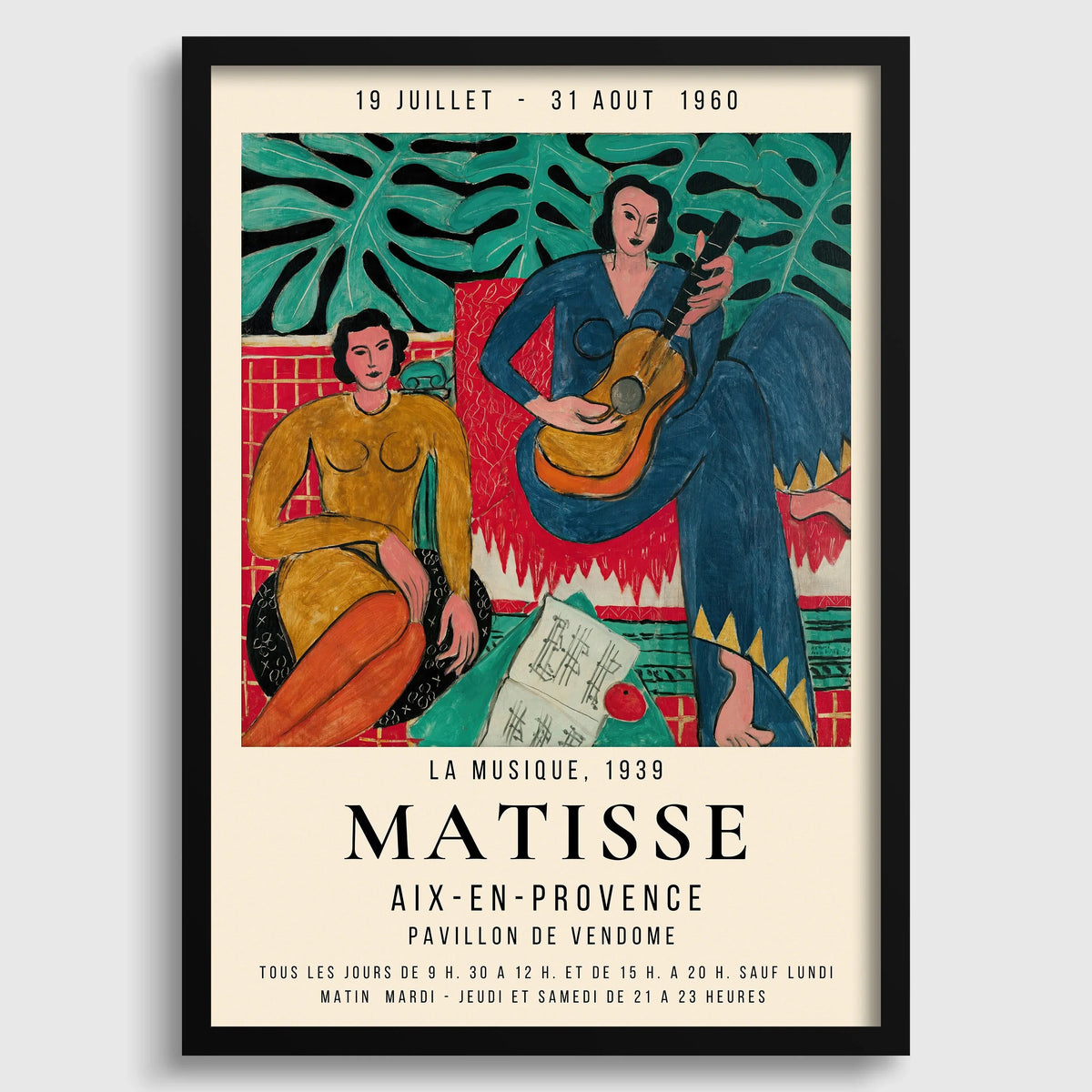 Henri Matisse - La Musique | Famous Painting Exhibition Poster (available handframed or unframed)