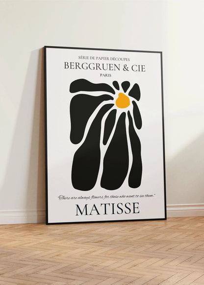 Henri Matisse - Fleur noire en papier découpé | Tableau célèbre (disponible encadré à la main ou non encadré)