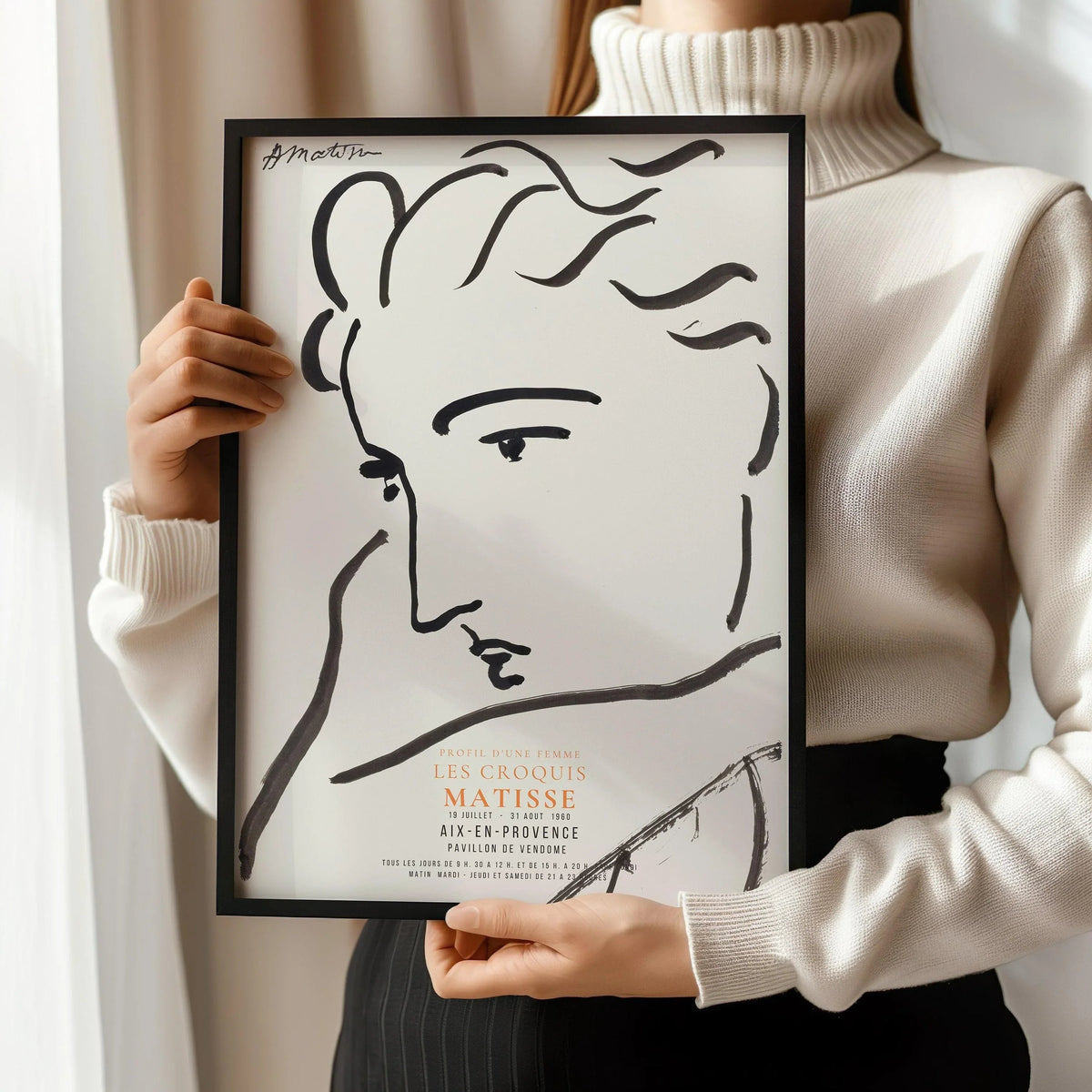 Henri Matisse - Profile of a Woman | Famous Sketch Art (available handframed or unframed)