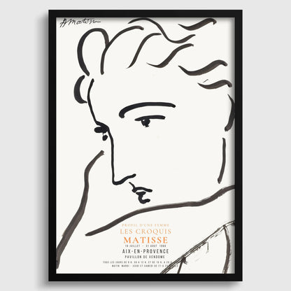 Henri Matisse - Profile of a Woman | Famous Sketch Art (available handframed or unframed)