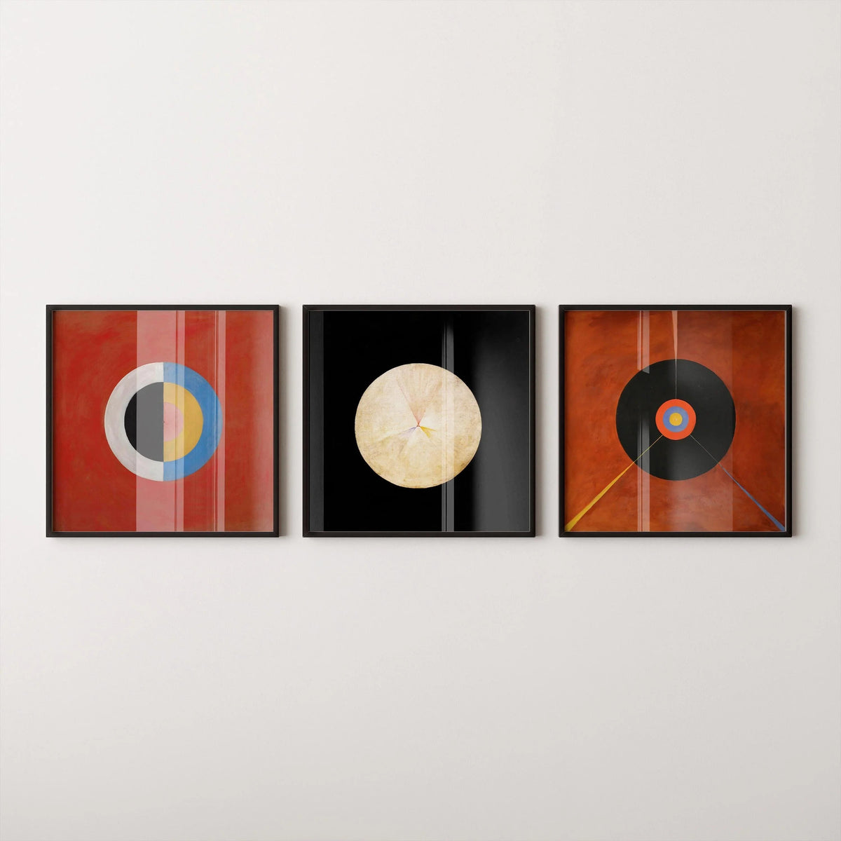 Hilma Af Klint DÉCLARATION TRIO Art | Art abstrait vintage disponible encadré 1x1