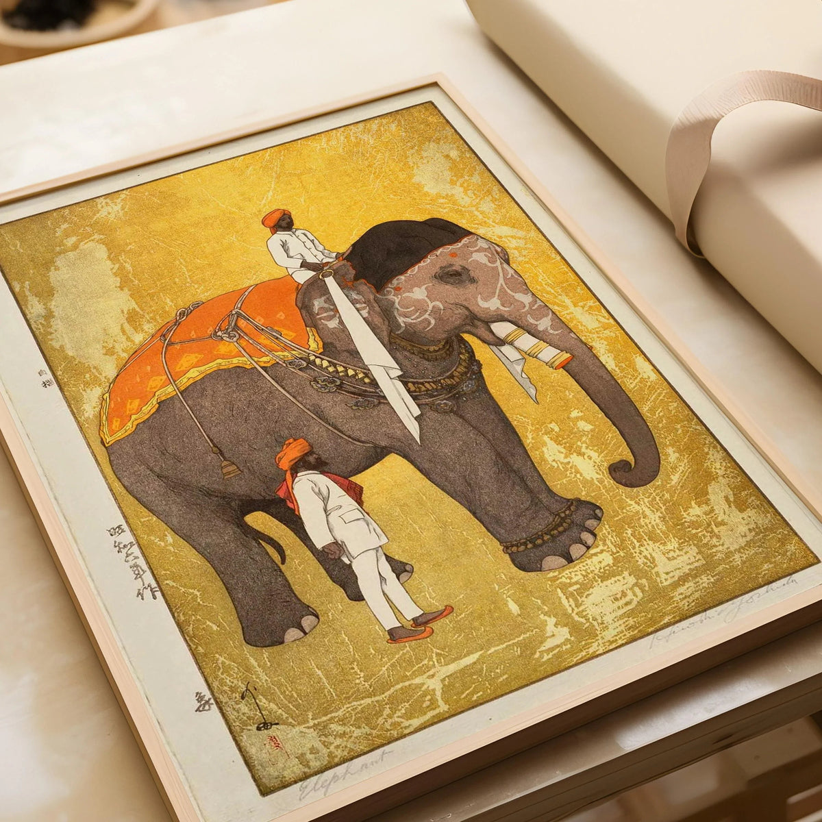 Hiroshi Yoshida Elephant Print: Vintage Japanese Woodblock Art