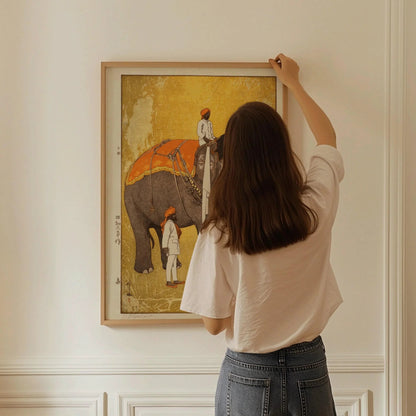 Hiroshi Yoshida Elephant Print: Vintage Japanese Woodblock Art