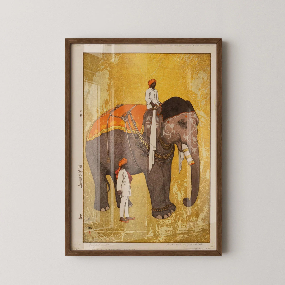 Hiroshi Yoshida Elephant Print: Vintage Japanese Woodblock Art