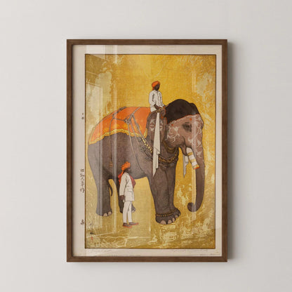 Hiroshi Yoshida Elephant Print: Vintage Japanese Woodblock Art
