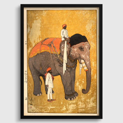 Hiroshi Yoshida Elephant Print: Vintage Japanese Woodblock Art