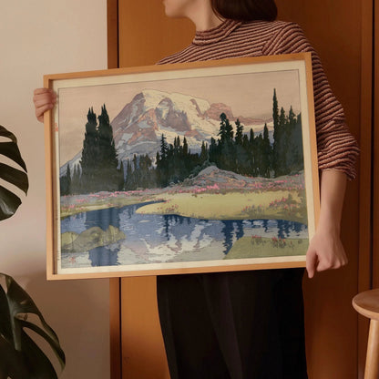 Hiroshi Yoshida Mount Rainier Print: Vintage Japanese Woodblock Art