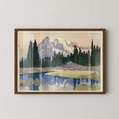 Hiroshi Yoshida Mount Rainier Print: Vintage Japanese Woodblock Art