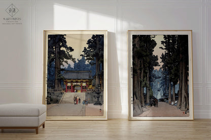 Hiroshi Yoshida Japanese Woodblock Print Set: Toshogu Shrine & Cryptomeria Avenue