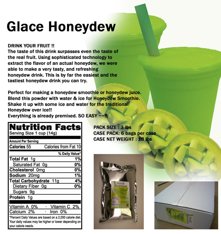Honeydew 4 in 1 Mix for Bubble Tea, Smoothies, Lattes and Frappes, 3 lbs. Bag (Case 6 x 3 lbs. Bags)  - Multi-Use Powdered Beverage Mix - Ships Free Within Canada on Orders Above CAD $199