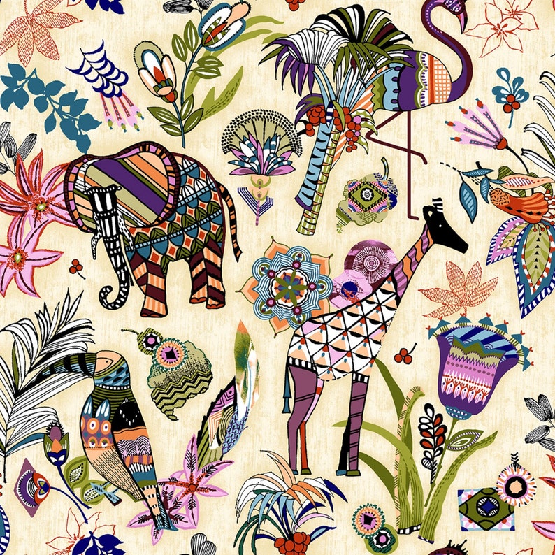 Paintbrush Studio UBUNTU 120-99782 Giraffes & Elephants - Geometric Safari