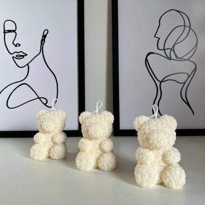 Rose Teddy Bear Candle: Hand Poured Soy Wax Blend Home Decor