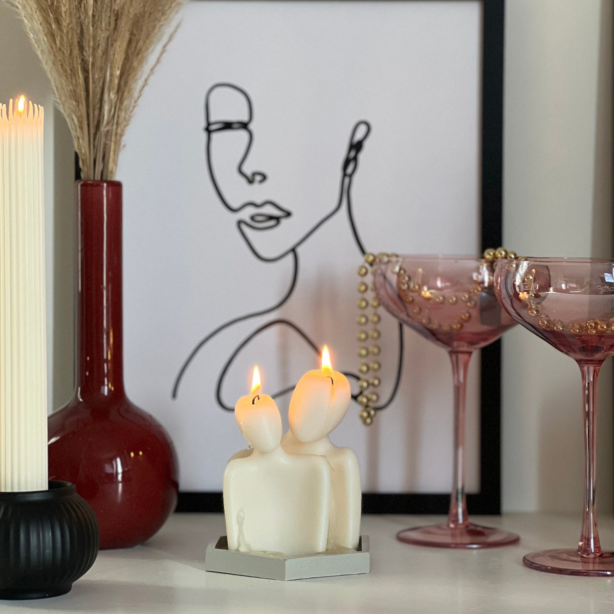 Ensemble de bougies de soja faites à la main pour couple | Décoration romantique