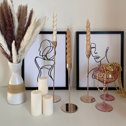 Bougie Conique Torsadée en Cire de Soja | Décoration Faite Main