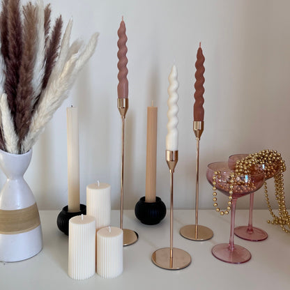 Bougie Conique Torsadée en Cire de Soja | Décoration Faite Main