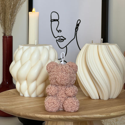 Grande bougie en cire de soja spirale | Pilier décoratif sans parfum