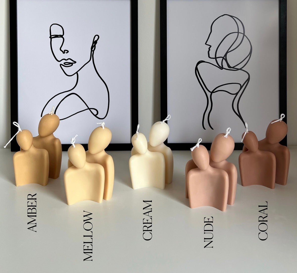 Ensemble de bougies de soja faites à la main pour couple | Décoration romantique