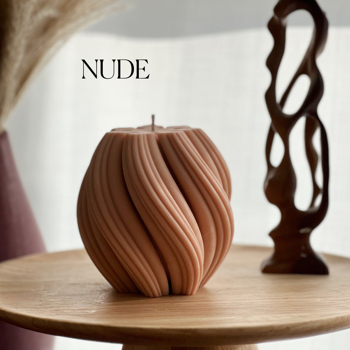Grande bougie en cire de soja spirale | Pilier décoratif sans parfum