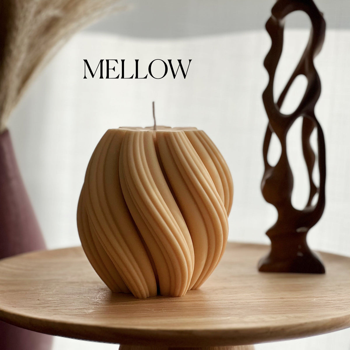 Grande bougie en cire de soja spirale | Pilier décoratif sans parfum