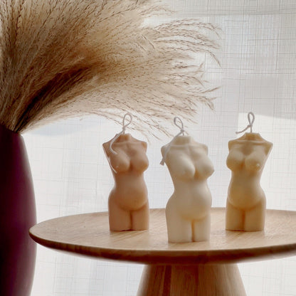 Bougie en cire de soja Corps de femme enceinte : Décoration Déesse Maman