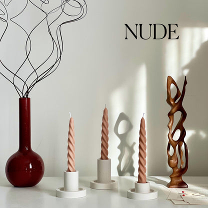 Bougie chandelle torsadée faite à la main en cire de soja : Bougie de dîner pastel