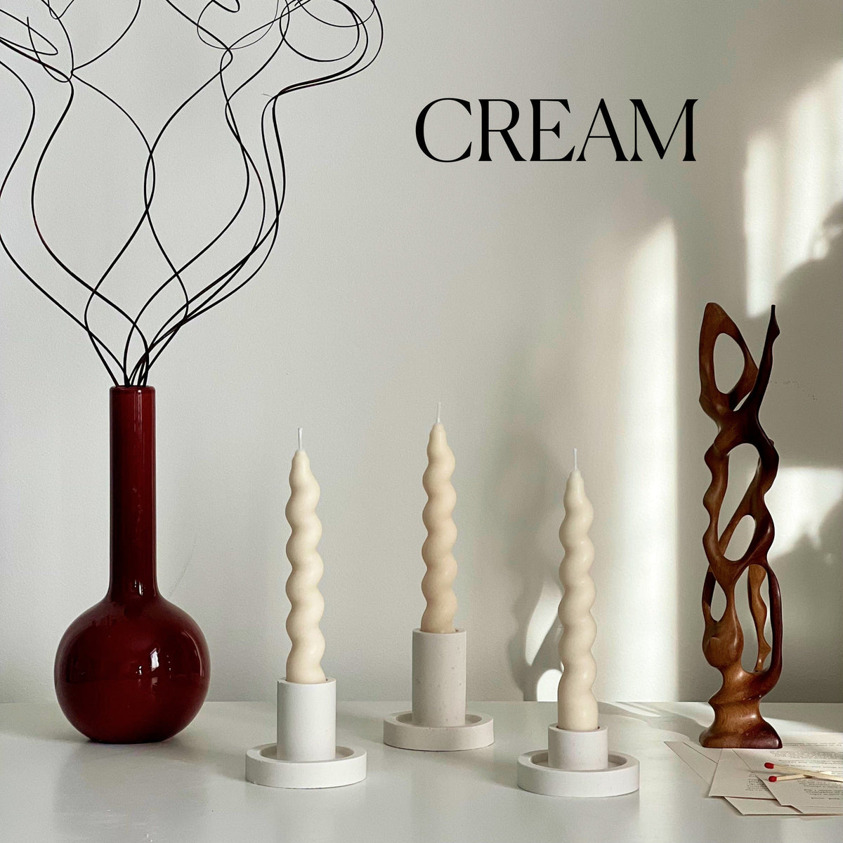 Bougie Conique Torsadée en Cire de Soja | Décoration Faite Main