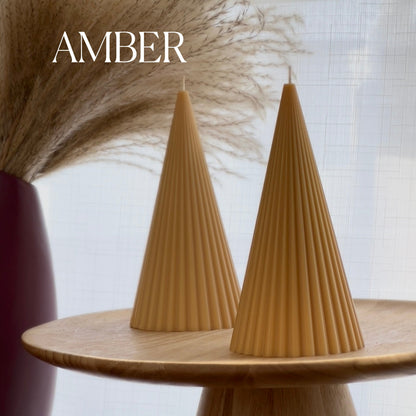 Ribbed Cone Soy Wax Candle: Minimalist Home Decor
