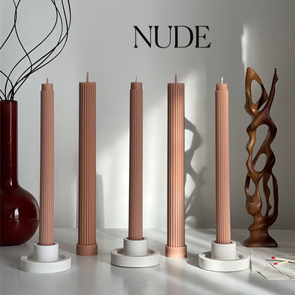 Bougie conique en cire de soja côtelée : Décoration d'événement non parfumée