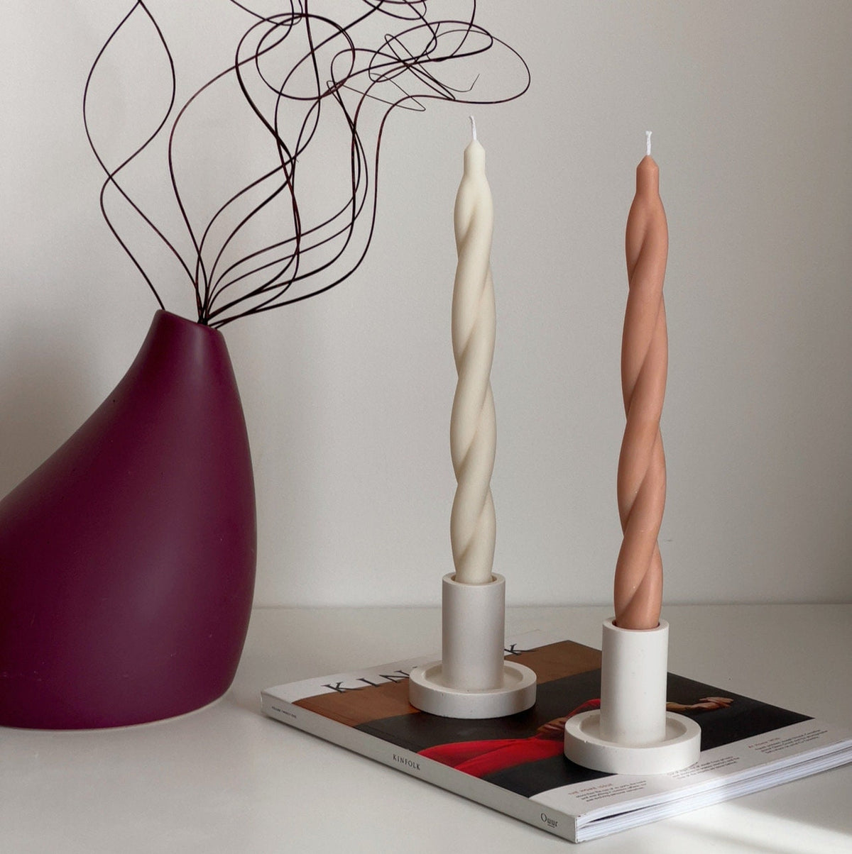 Bougeoir rond en jésonite : Décoration de table minimaliste