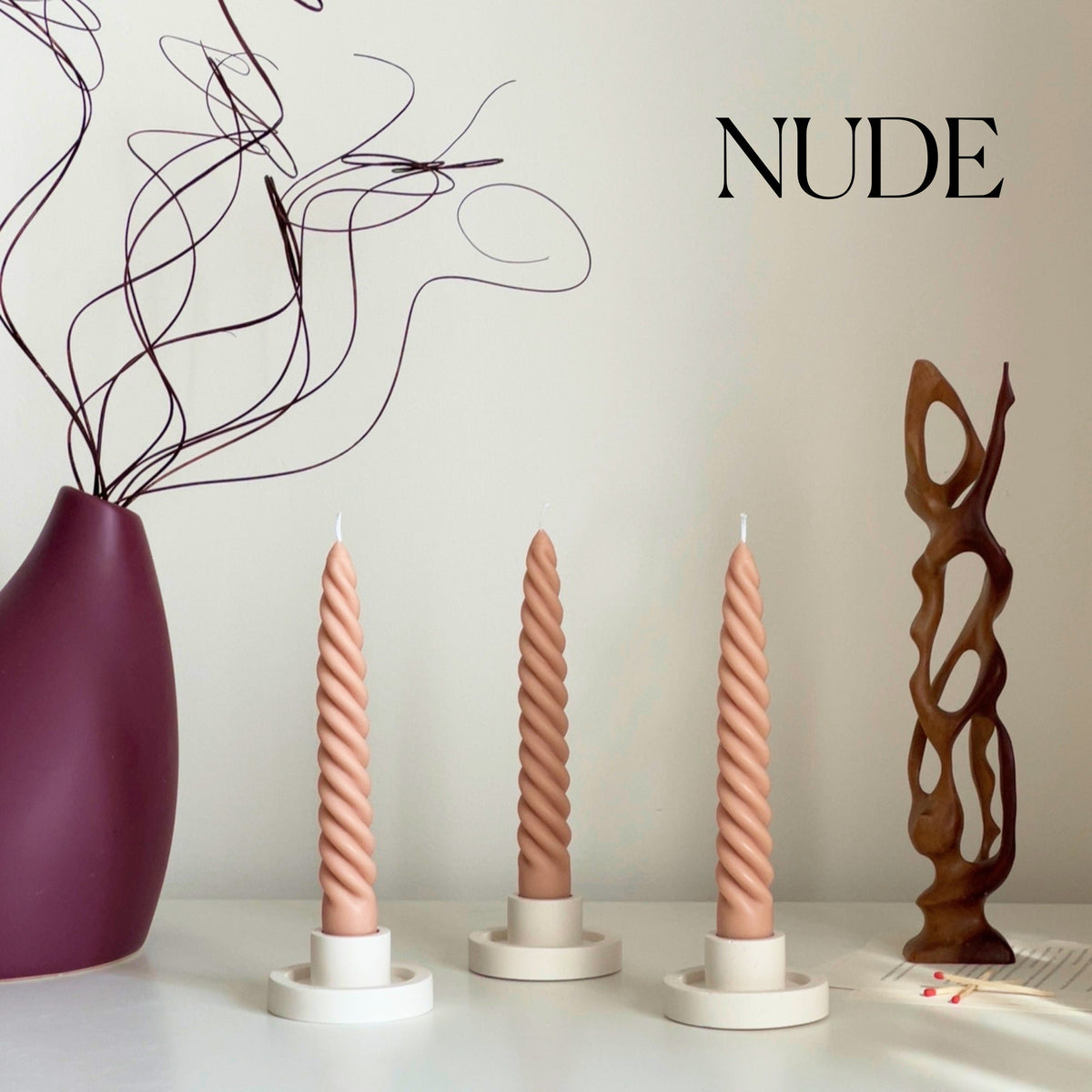 Handmade Twisted Taper Candle: Pastel Dinner Table Decor