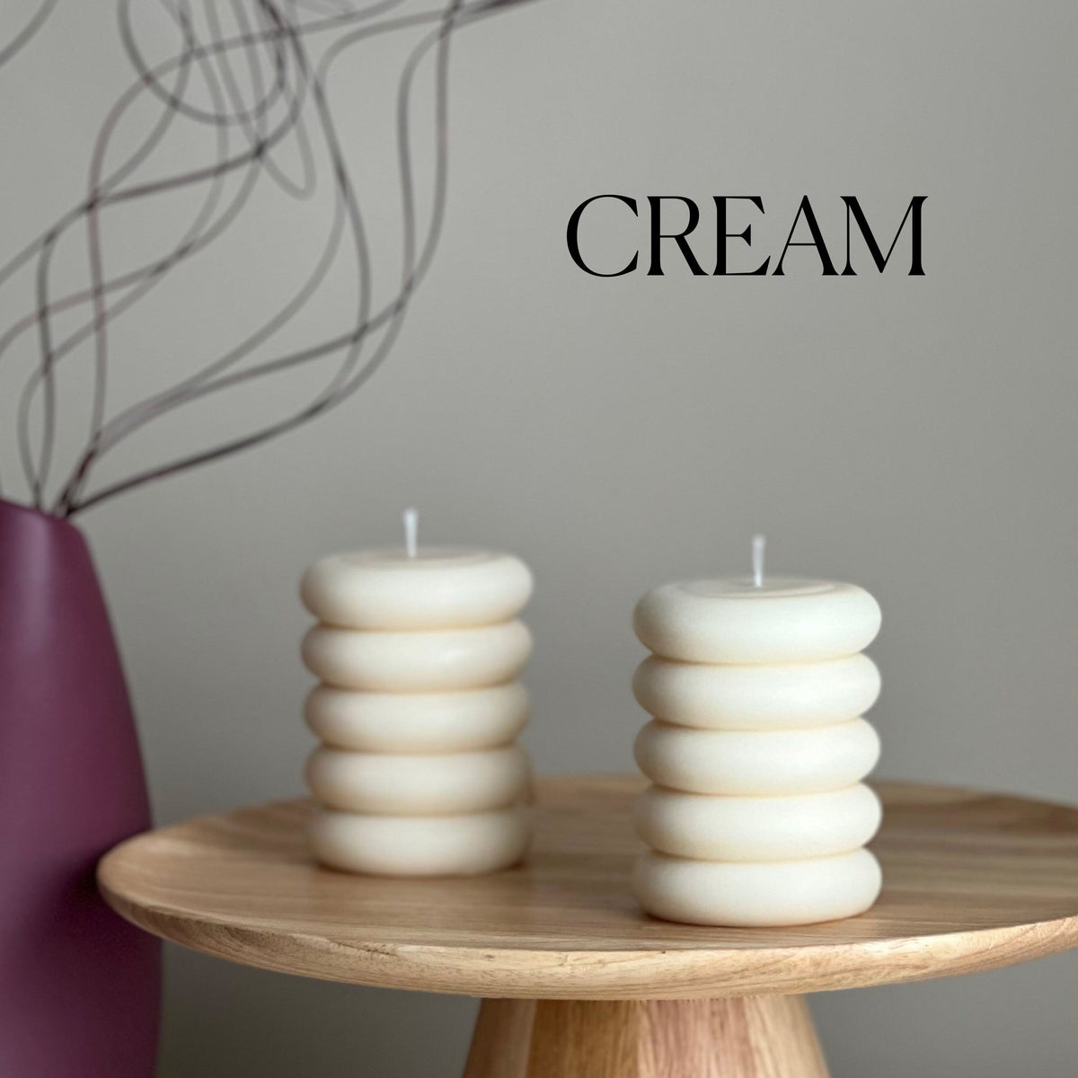 Bougie pilier ronde en cire de soja : Bougie décorative ondulée sans parfum