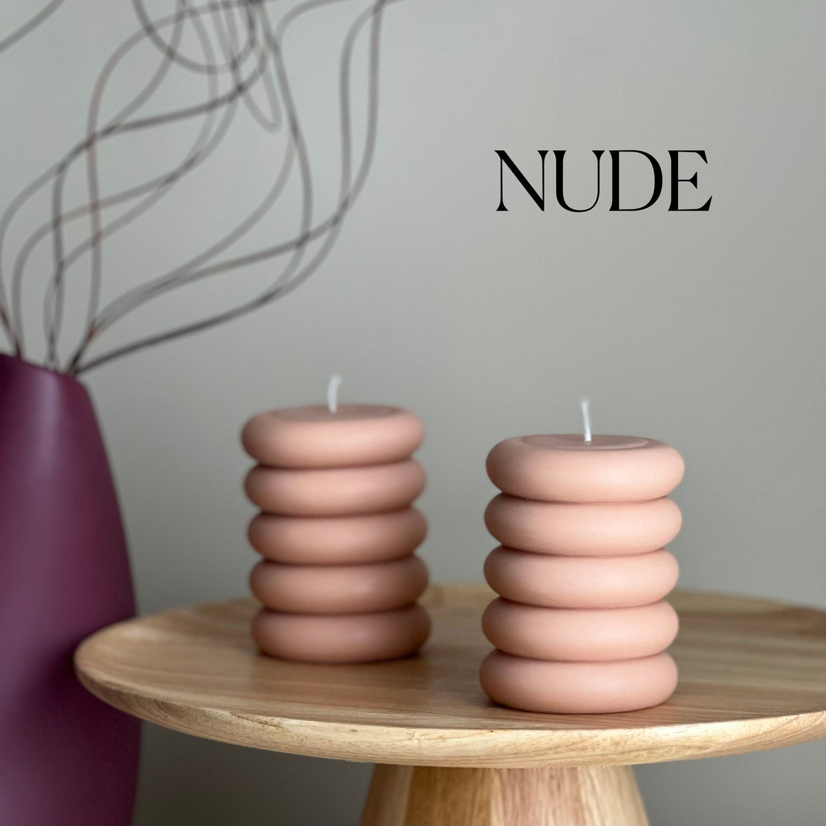 Bougie pilier ronde en cire de soja : Bougie décorative ondulée sans parfum