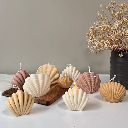 Grande bougie en cire de soja en forme de coquille | Décoration d'intérieur