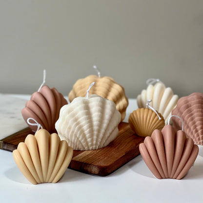Grande bougie en cire de soja en forme de coquille | Décoration d'intérieur